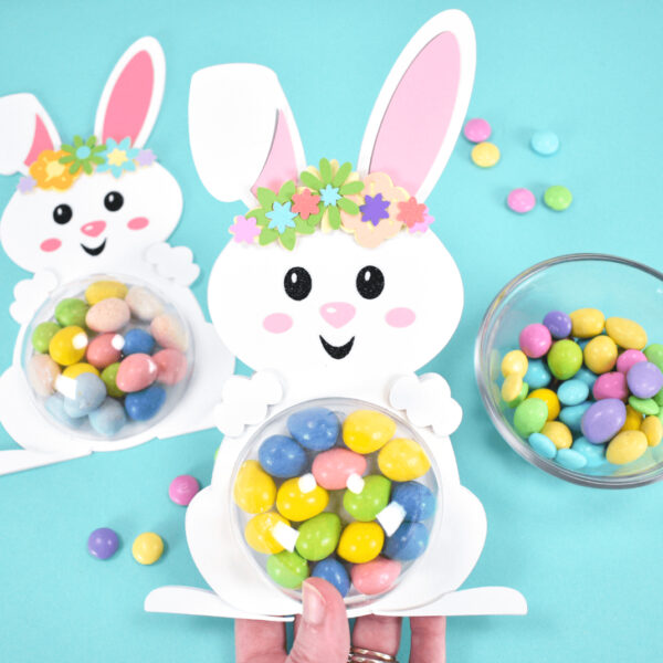 Easter bunny candy holder paper craft project for Spring