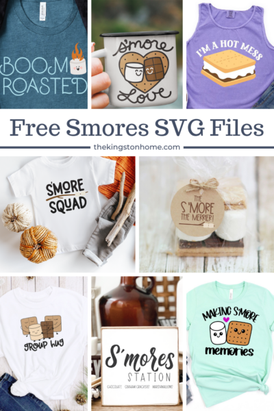 Free download of this white t-shirt with text S'More Squad and wood design with text The S-More The Merrier!