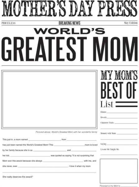 Mother's Day newspaper page template
