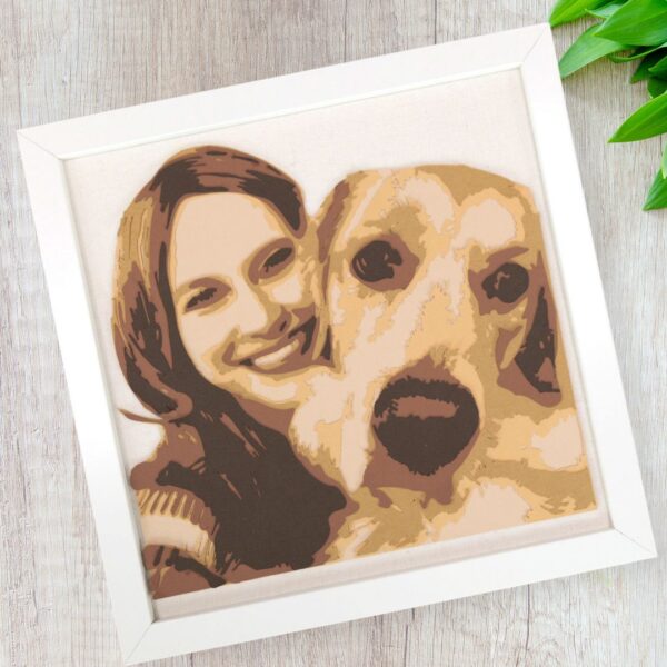 Photo converted into an SVG file and turned into a layered paper craft.