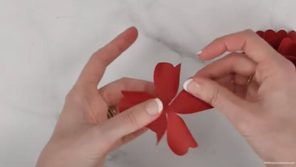 shaping bottom petal of classic red rose